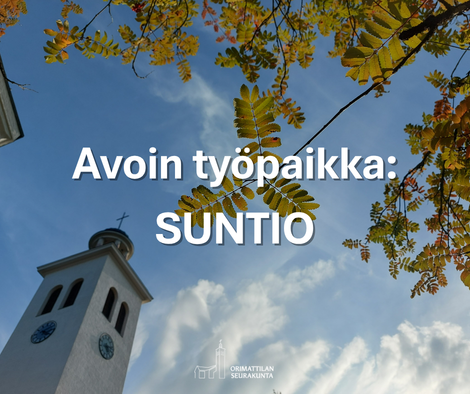 kirkon torni, sininen taivas, pihlajan syksyinen oksa