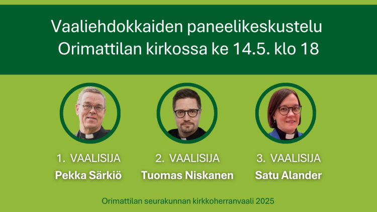 Kasvokuva kirkkoherranvaaliehdokkaista Särkiö, Niskanen ja Alander